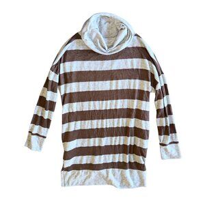 Brown & Gray Cowl Neck Sweater Women Large Long Sleeve